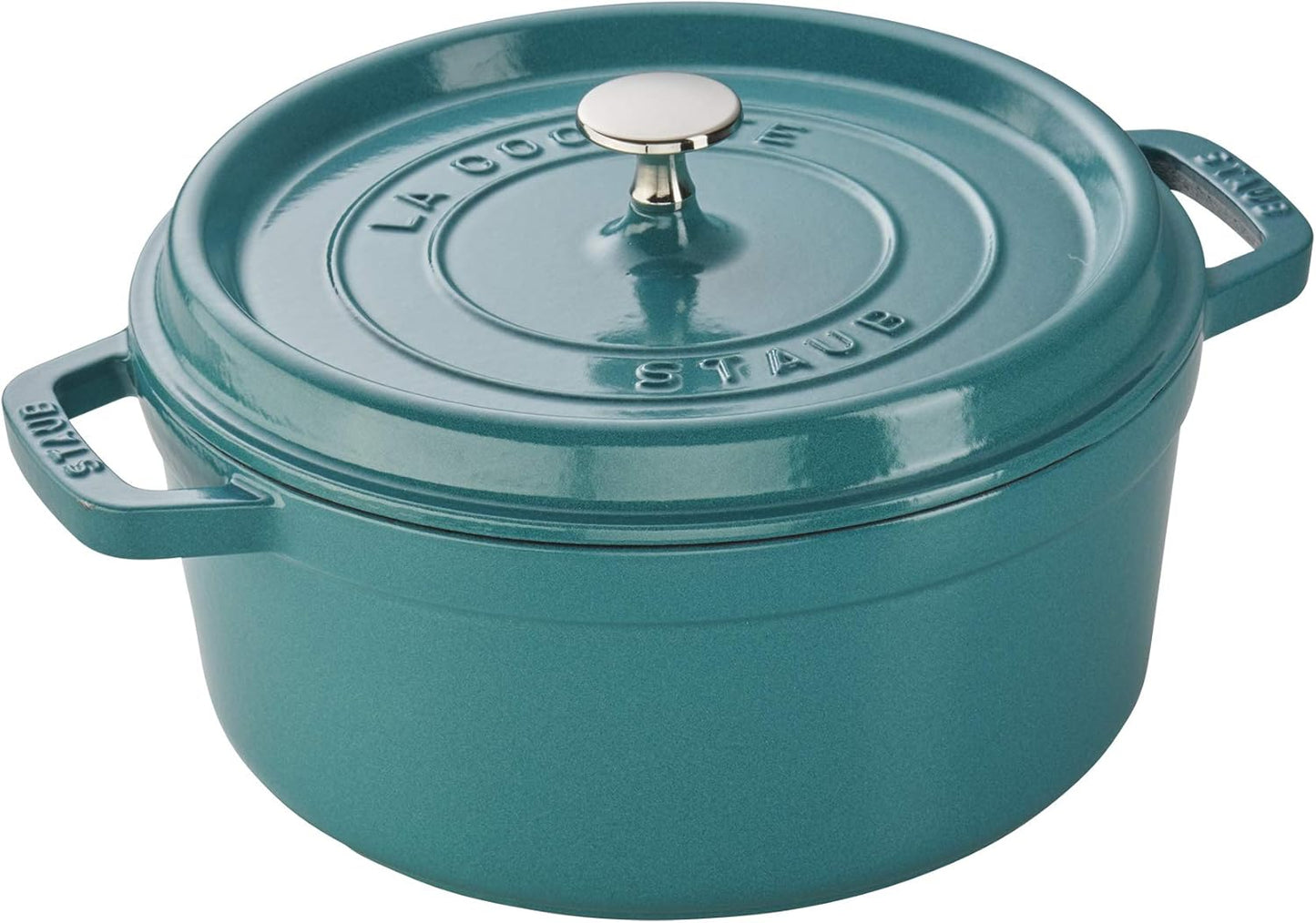 STAUB Cast Iron Round Cocotte, 4-Quart Dutch Oven in Turquoise