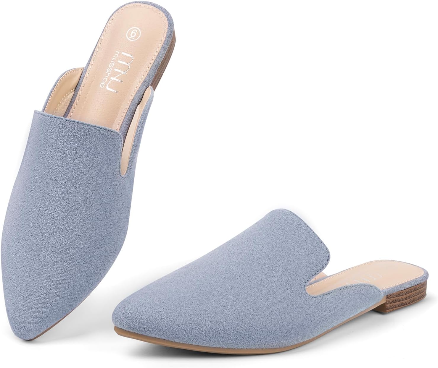 MUSSHOE Mules for Women Flats - Comfortable Pointed Toe Design