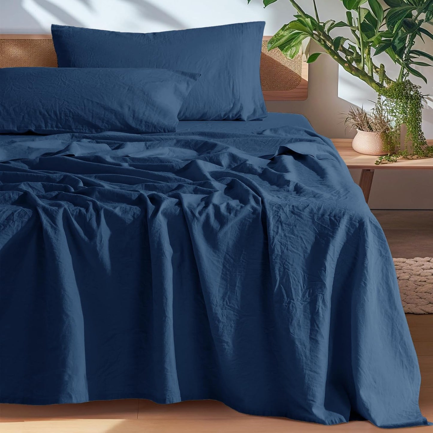 SONORO KATE 100% French Pure Linen Sheets for Full Size Beds