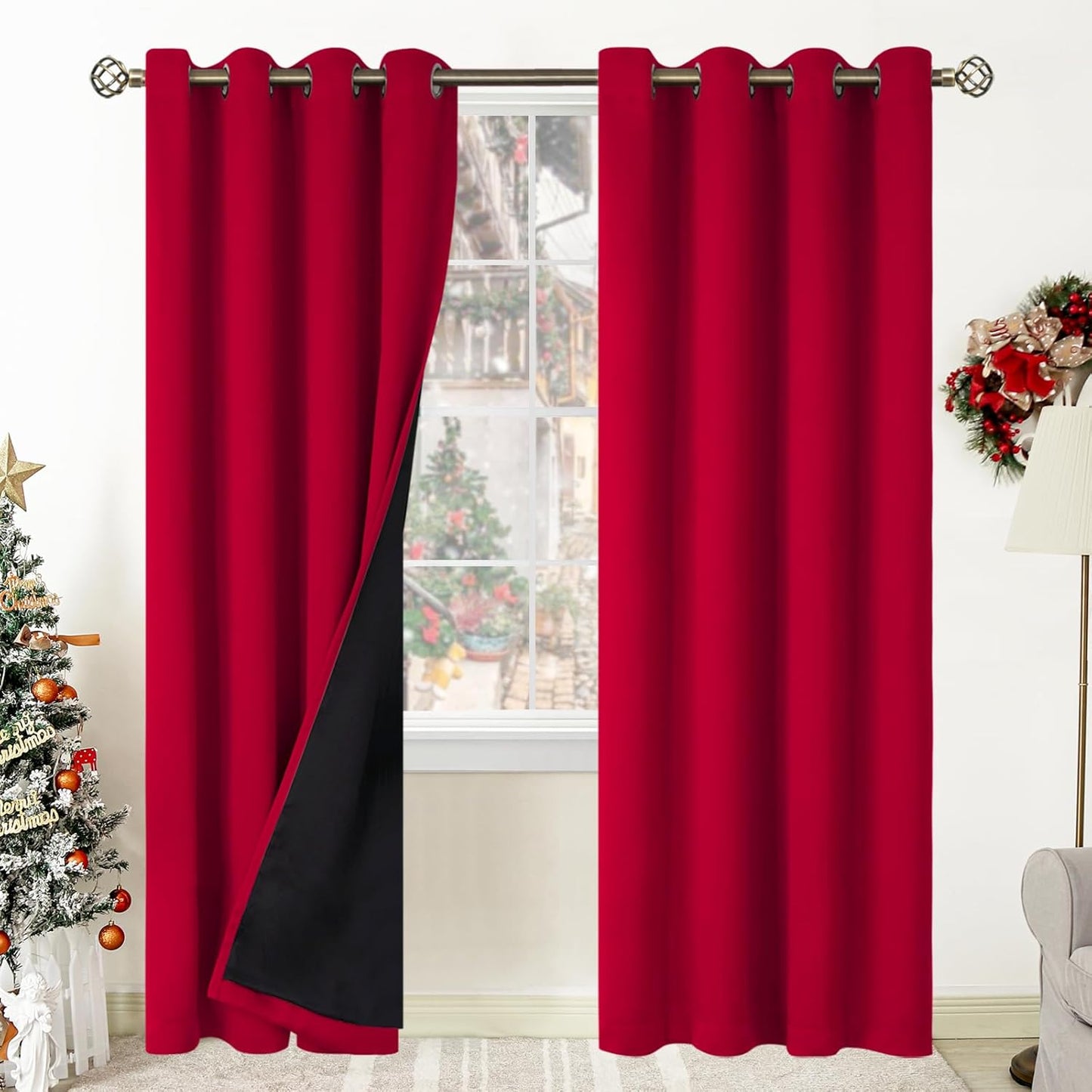 BGment Christmas Blackout Curtains for Energy Saving Living Room