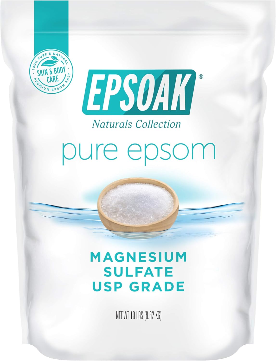 Epsoak Epsom Salt 19 lb Bulk Bags for Relaxing Baths