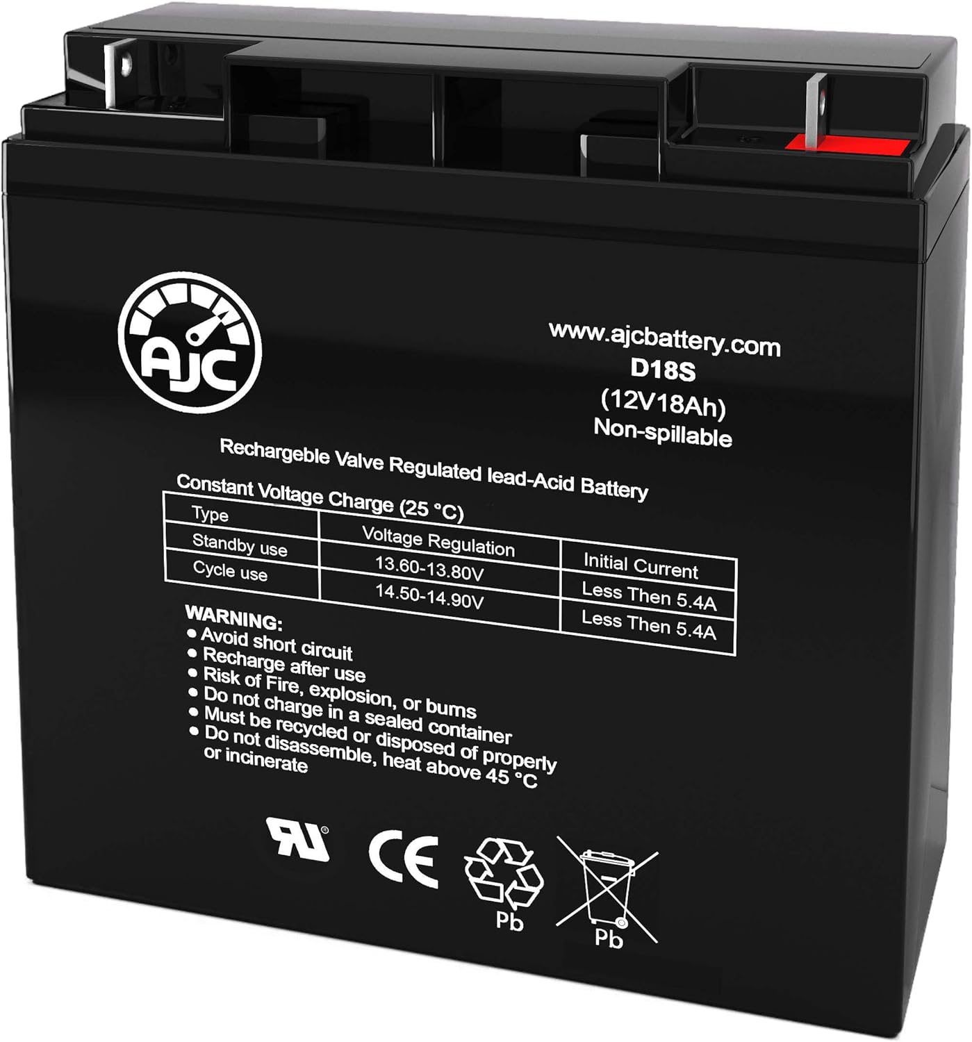 AJC Battery Compatible with Leoch DJW12-18 12V 18Ah UPS