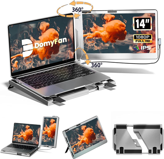 14in Portable Monitor for Laptop - 360 Rotation Screen Extender