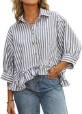 CHYRII Womens Summer Tops Ruffled Button Down Blouse - Flattering