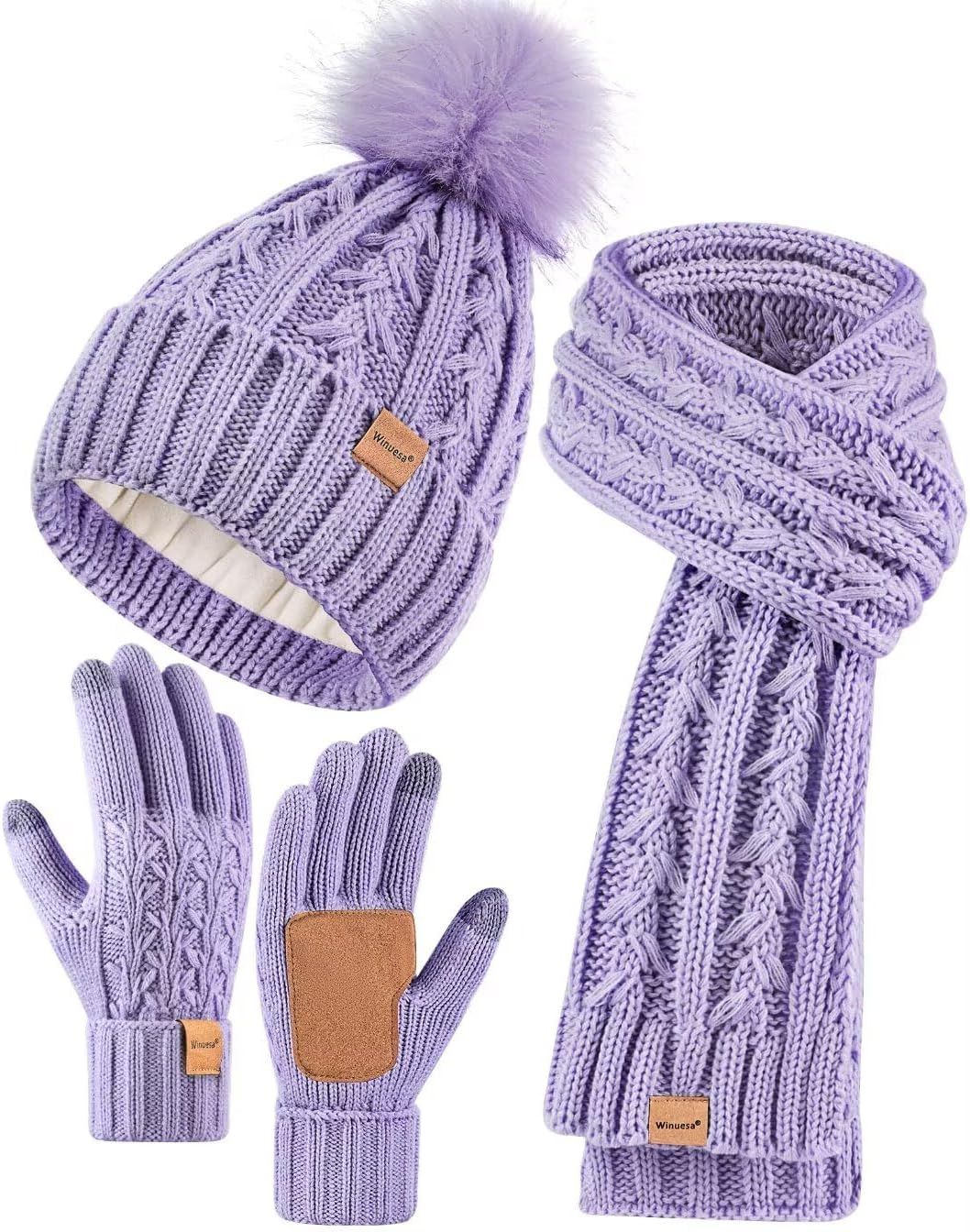 Womens Beanie Hat Scarf Gloves Set for Cold Weather Comfort