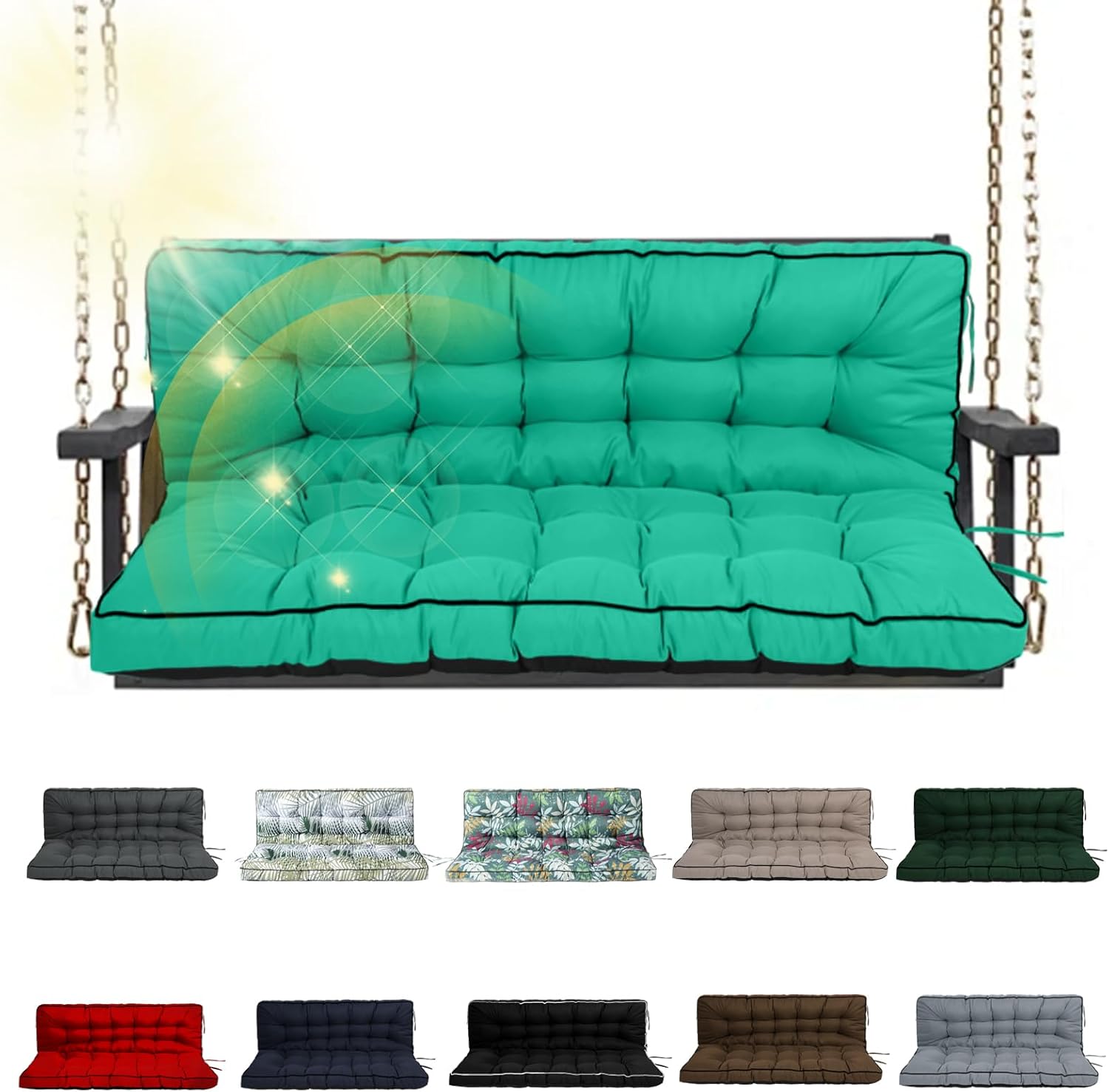 Porch Swing Cushion Three Seat Waterproof Replacement Cushions