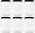 Plastic Storage Jars with Leak Proof Lids - 64oz 6PK (Black)