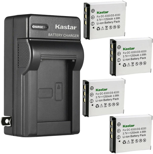 Kastar 4-Pack Battery and AC Wall Charger for Revue DC Series