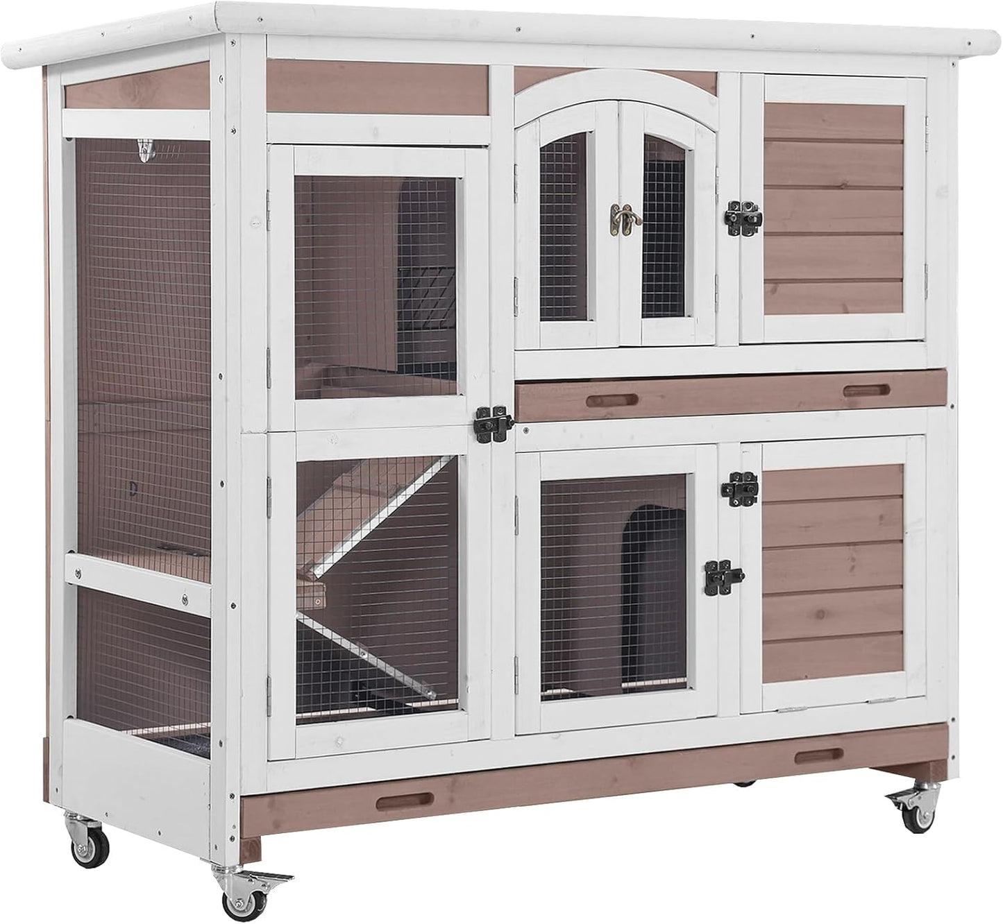 Aivituvin Rabbit Hutch with Wheels for Indoor Outdoor Use
