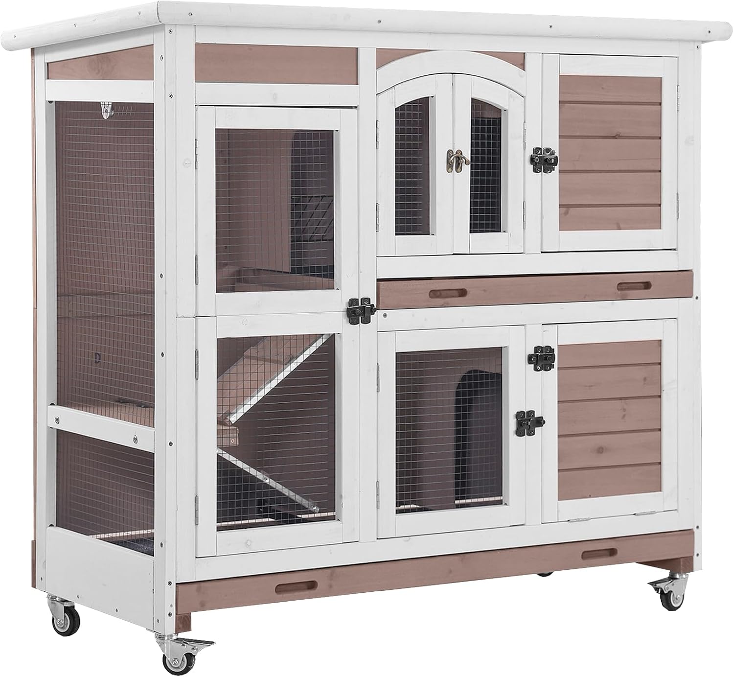 Aivituvin Rabbit Hutch with Wheels for Indoor Outdoor Use
