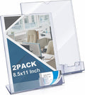 Acrylic Sign Holder with Business Card Pocket - Clear 8.5 x 11