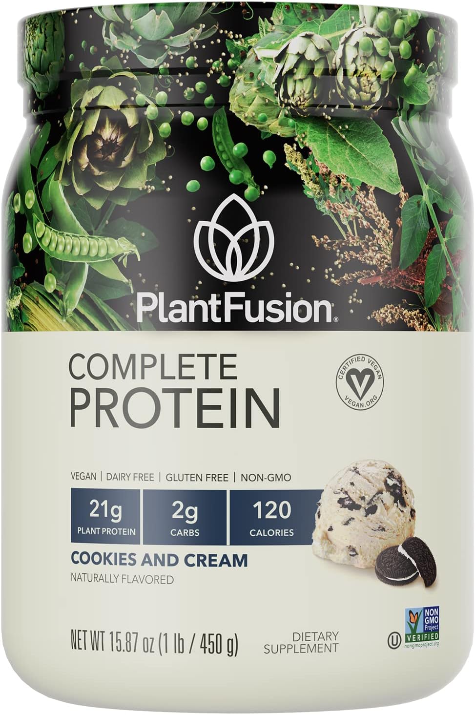 PlantFusion Complete Vegan Protein Powder - Cookies & Cream Flavor