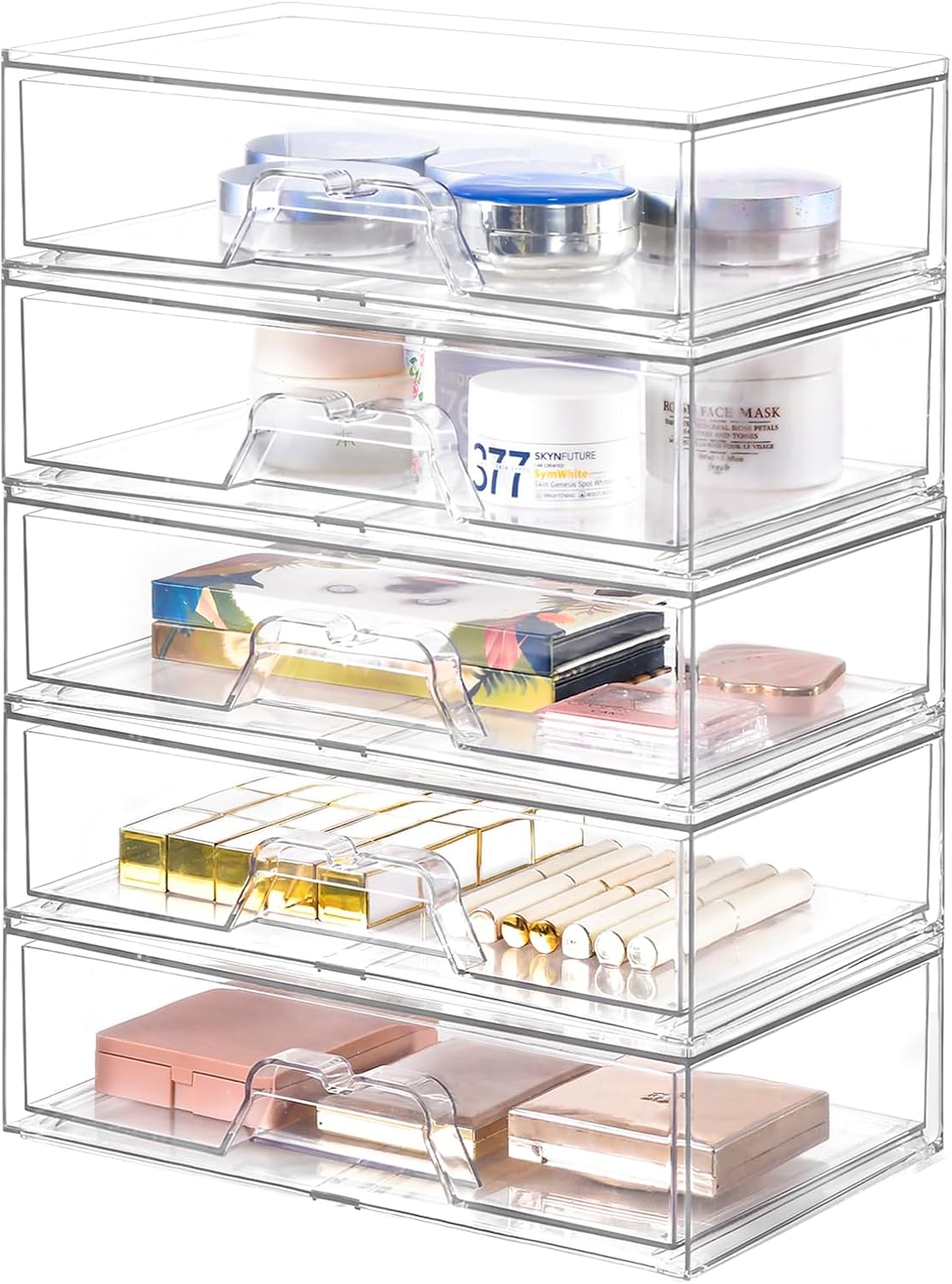 5 Pack Makeup Organizer Stackable for Bathroom and Vanity Use