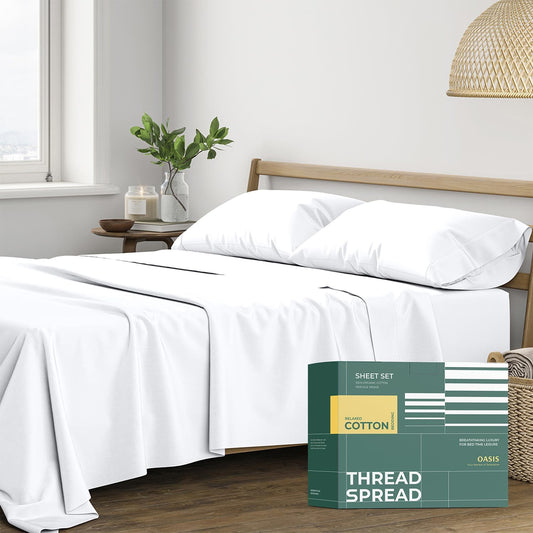 100% Organic Cotton Percale King Size Sheets Set - Soft & Cooling