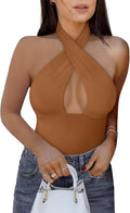Butsmooth Women's V Neck Double Lined Sleeveless Bodysuit - Flattering