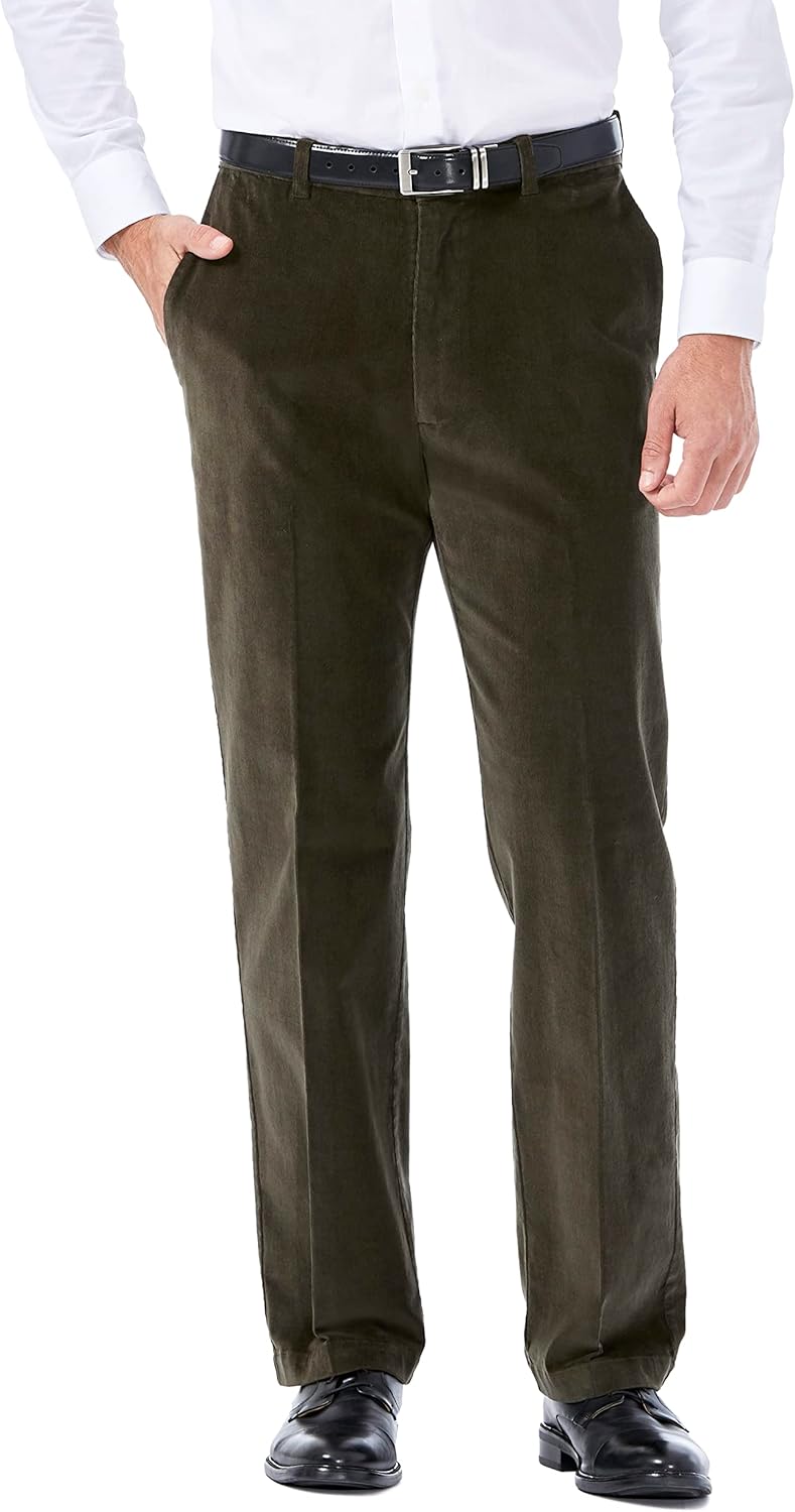 Haggar Men's Classic Fit Stretch Corduroy Pant for Comfort