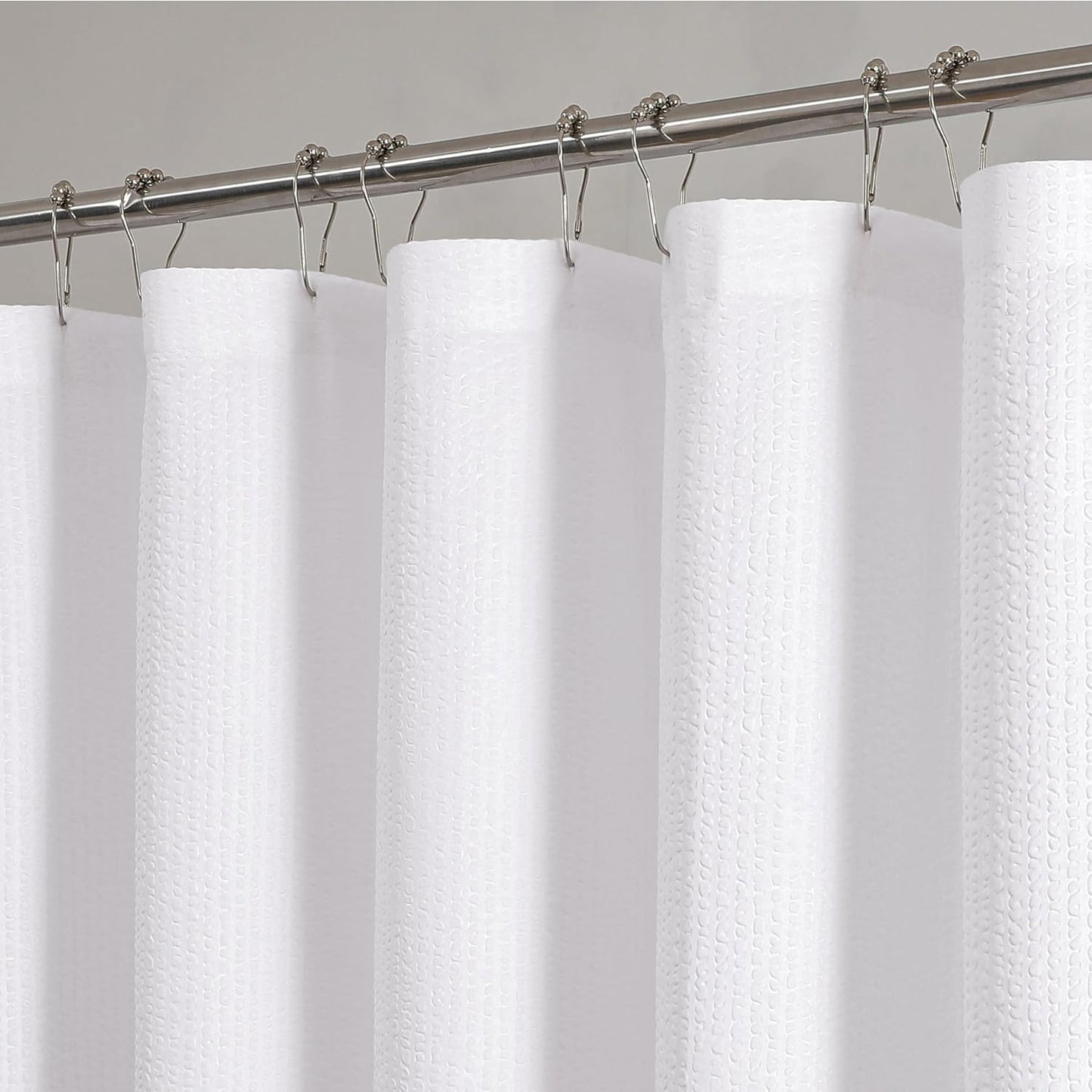 OVZME Berry White Shower Curtain - Luxe Spa Fabric, Water Repellent