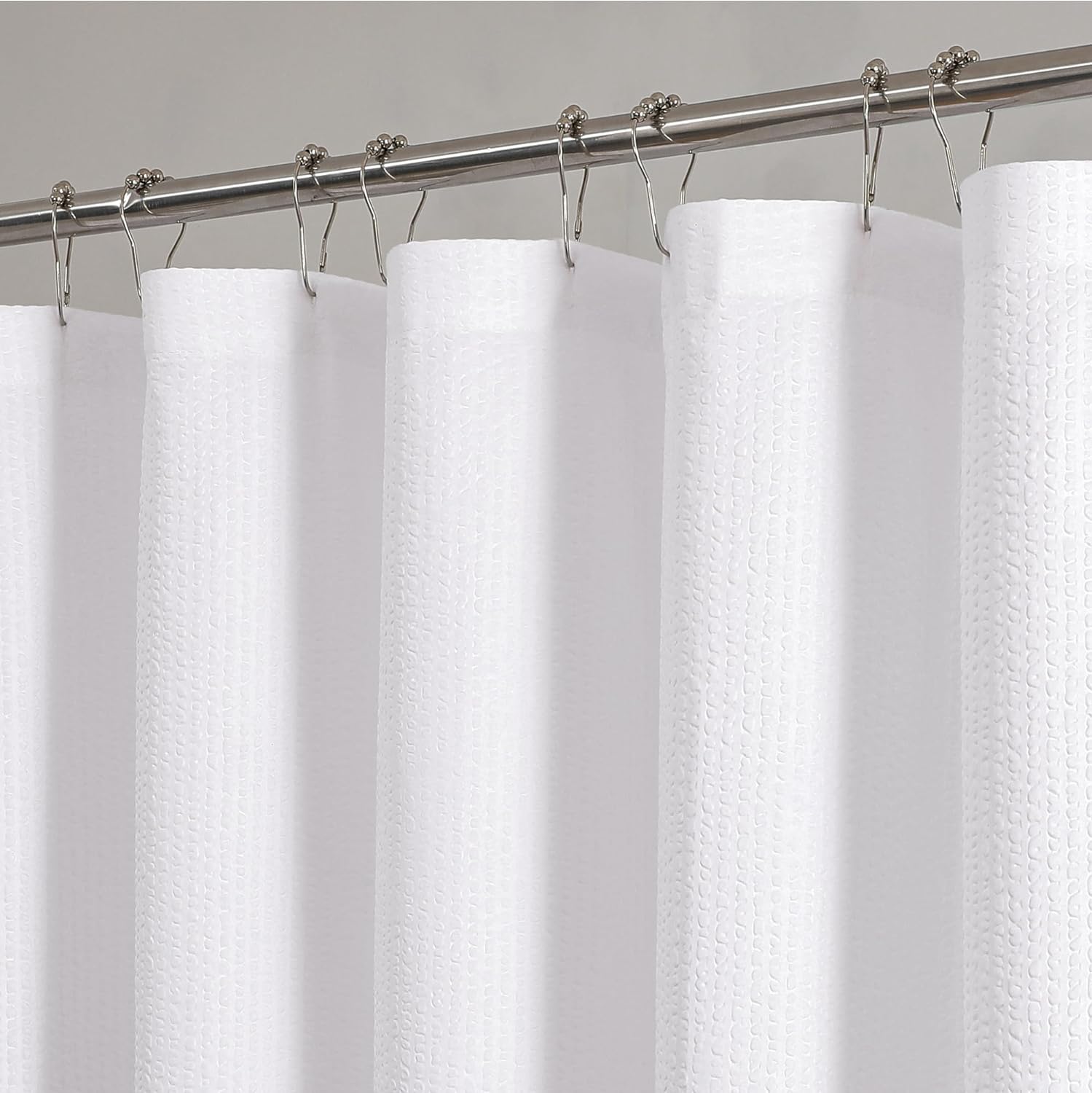 OVZME Berry White Shower Curtain - Luxe Spa Fabric, Water Repellent