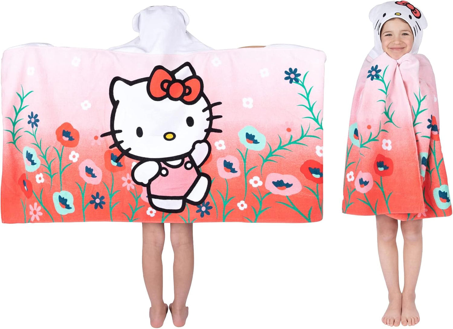 Hello Kitty Hooded Towel Wrap for Kids - Soft Cotton Terry