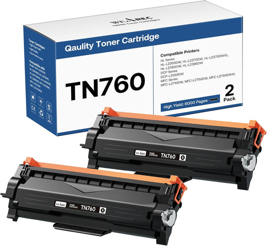TN760 Toner Cartridges Replacement for Brother Printers, 2 Pack