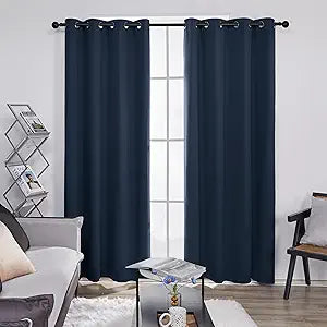 Deconovo Navy Blue Blackout Curtains for Bedroom and Living Room