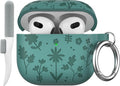 Flower Engraved Protective AirPod 4 Case - Pine Green