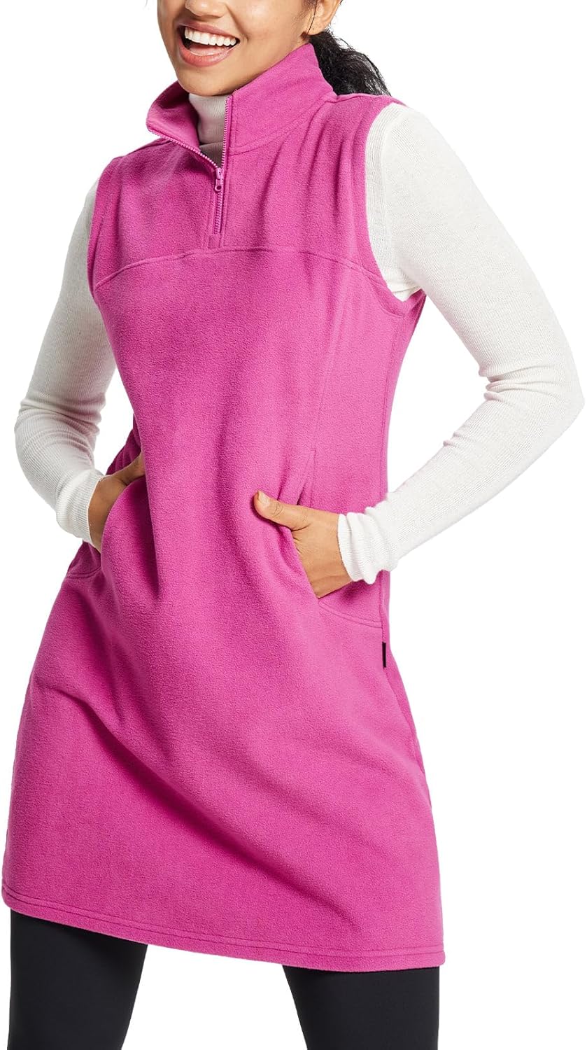 Baleaf Women's Polar Fleece Dress Long Vest for Winter Comfort