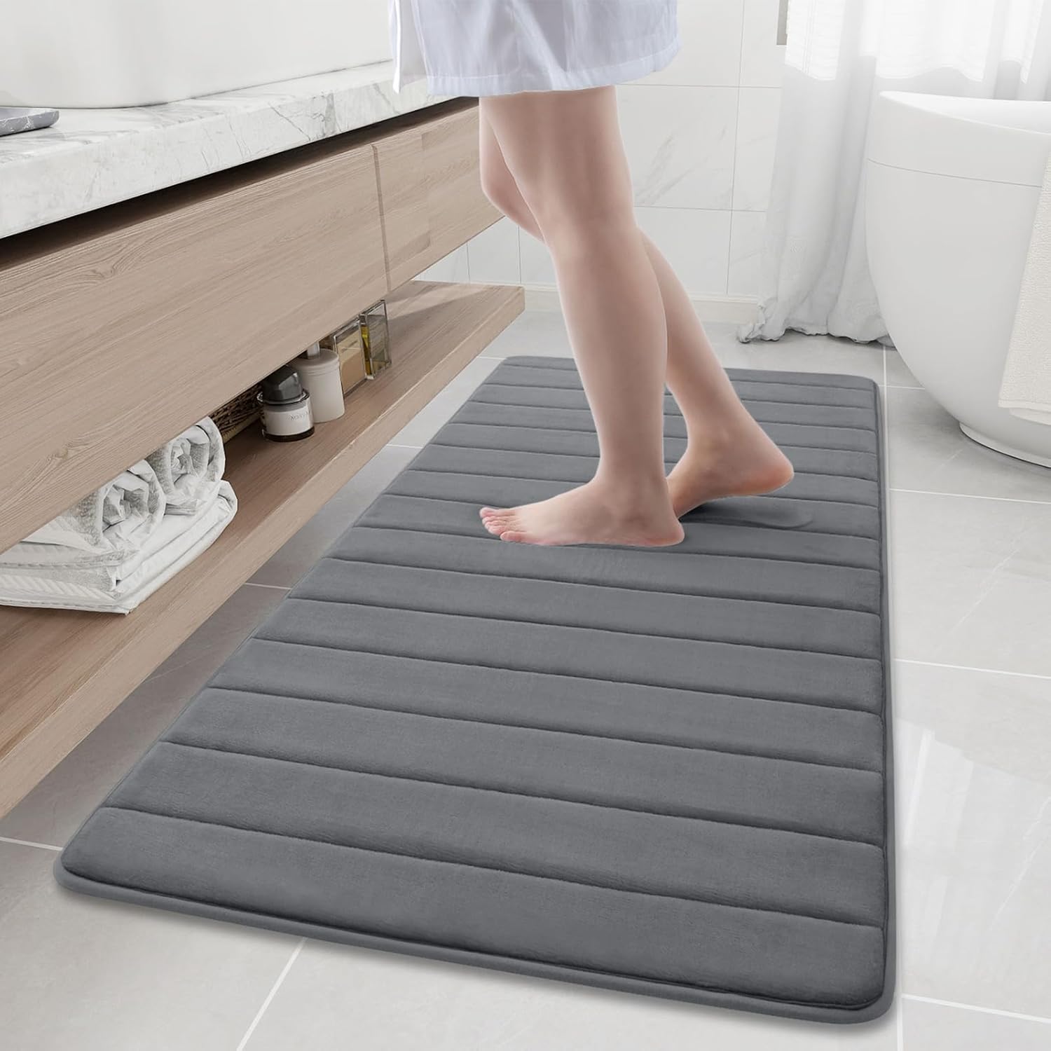 Buganda Memory Foam Bath Mat, Ultra Soft Non-Slip Rug 60 in