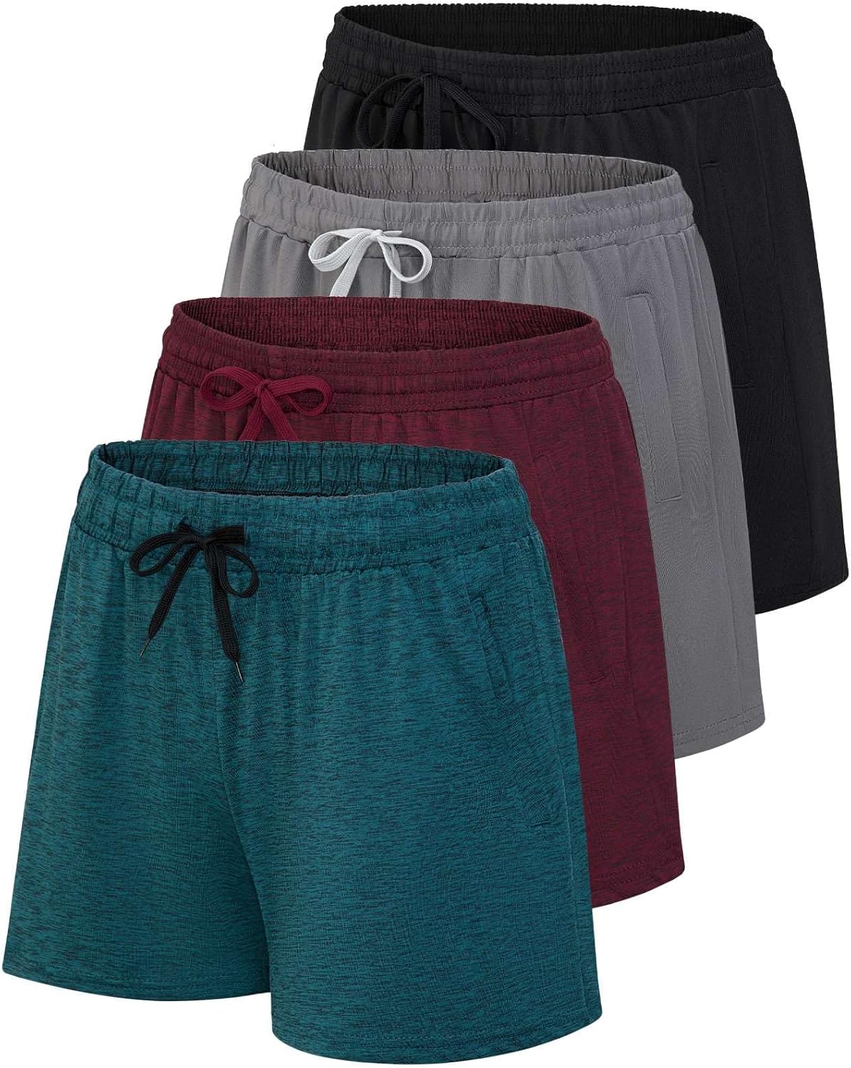 Womens Athletic Dry-Fit Lounge Shorts with Zipper Pockets