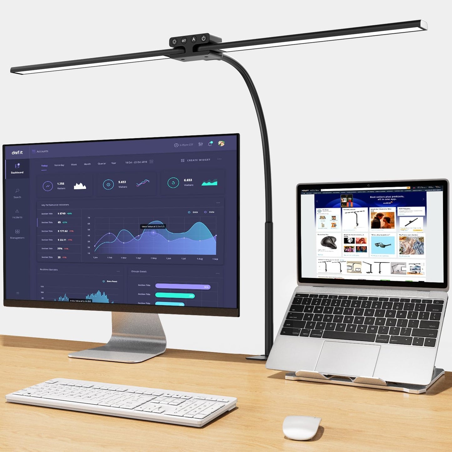 EppieBasic 24W Dual Head Desk Lamp - Eye Care Workstation Light