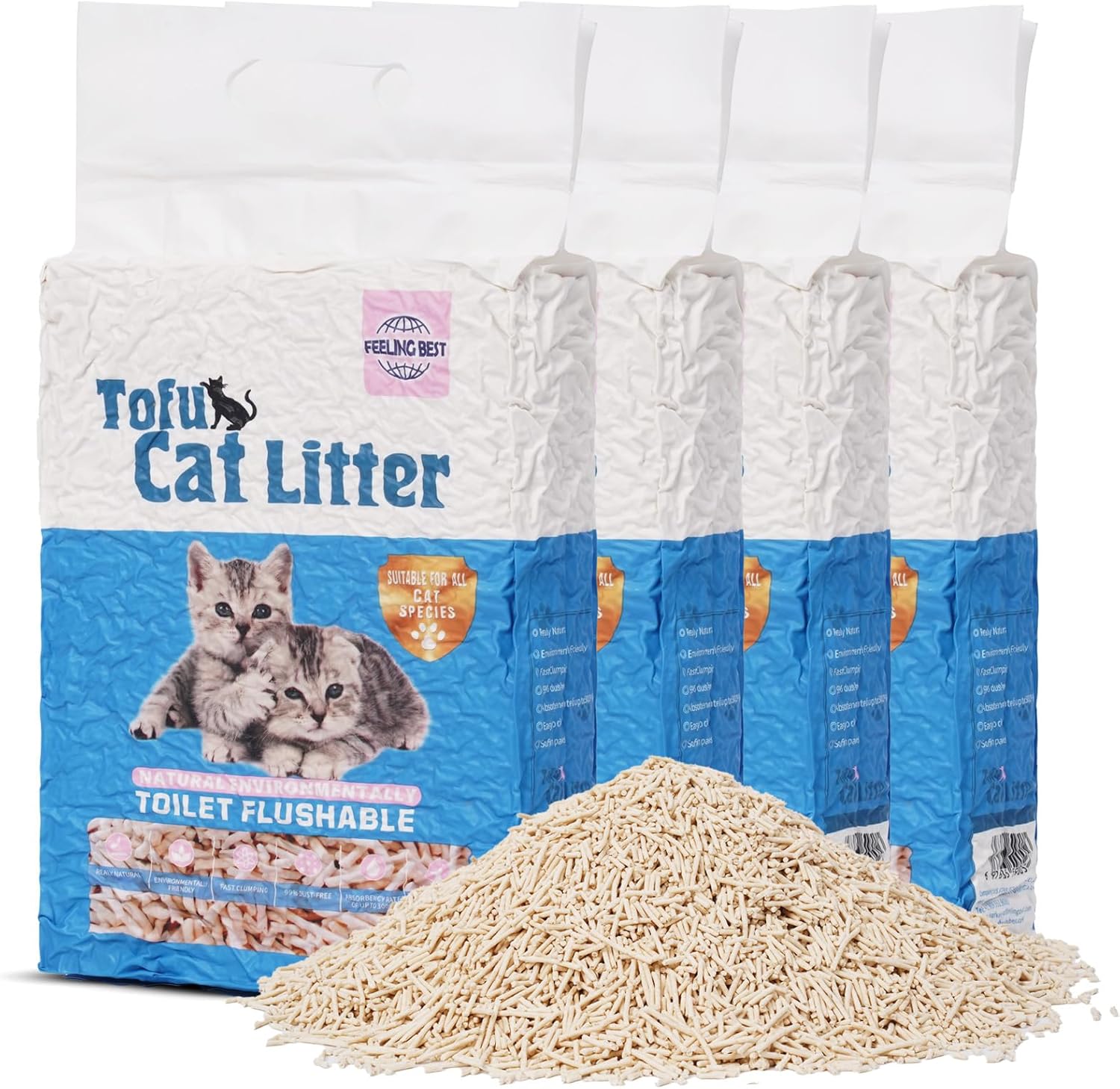 Tofu Cat Litter 22.4LB Fast Clumping Dust-Free Natural Care