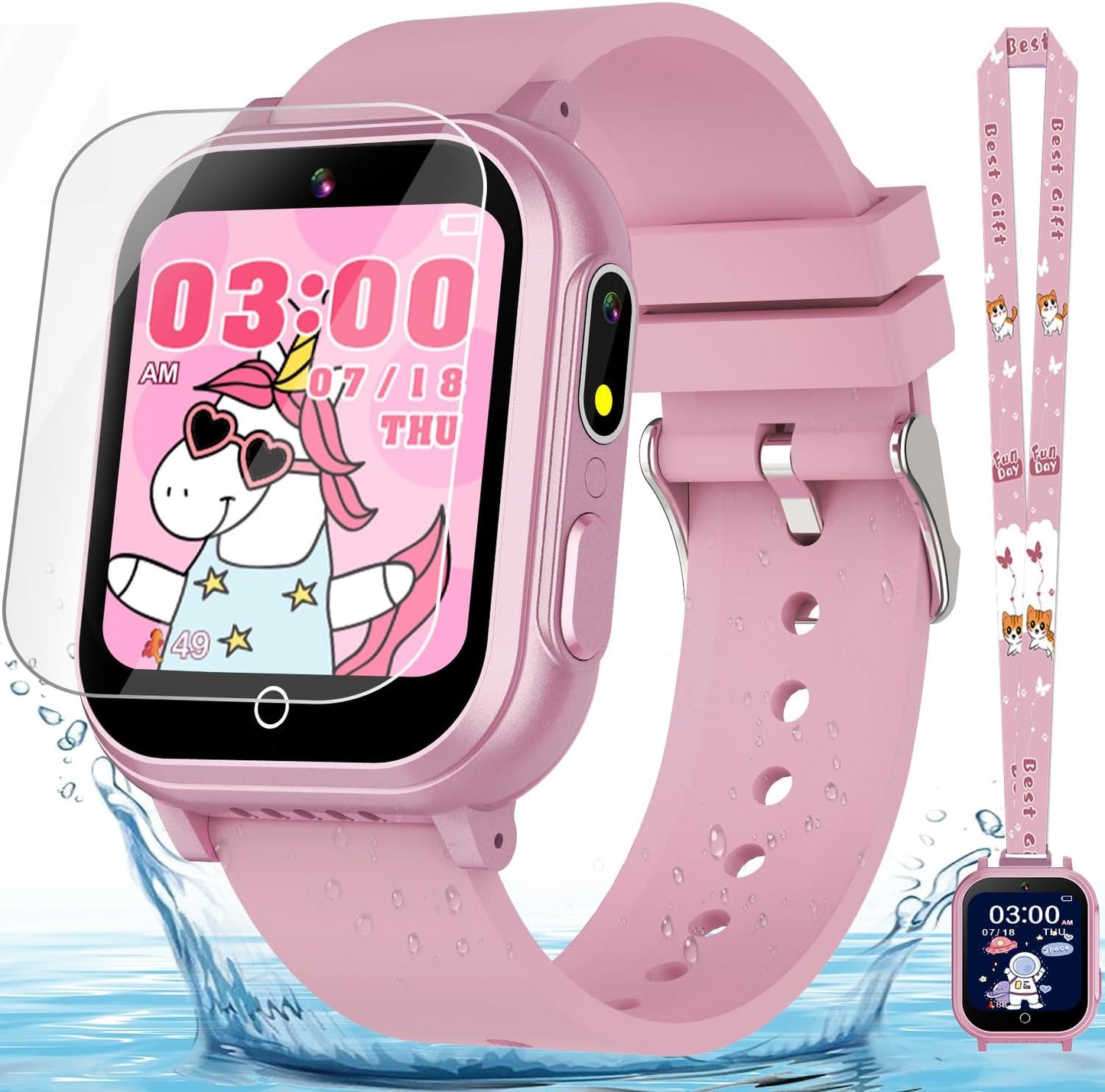 IP67 Waterproof Kids Smart Watch with 32 Games & Camera