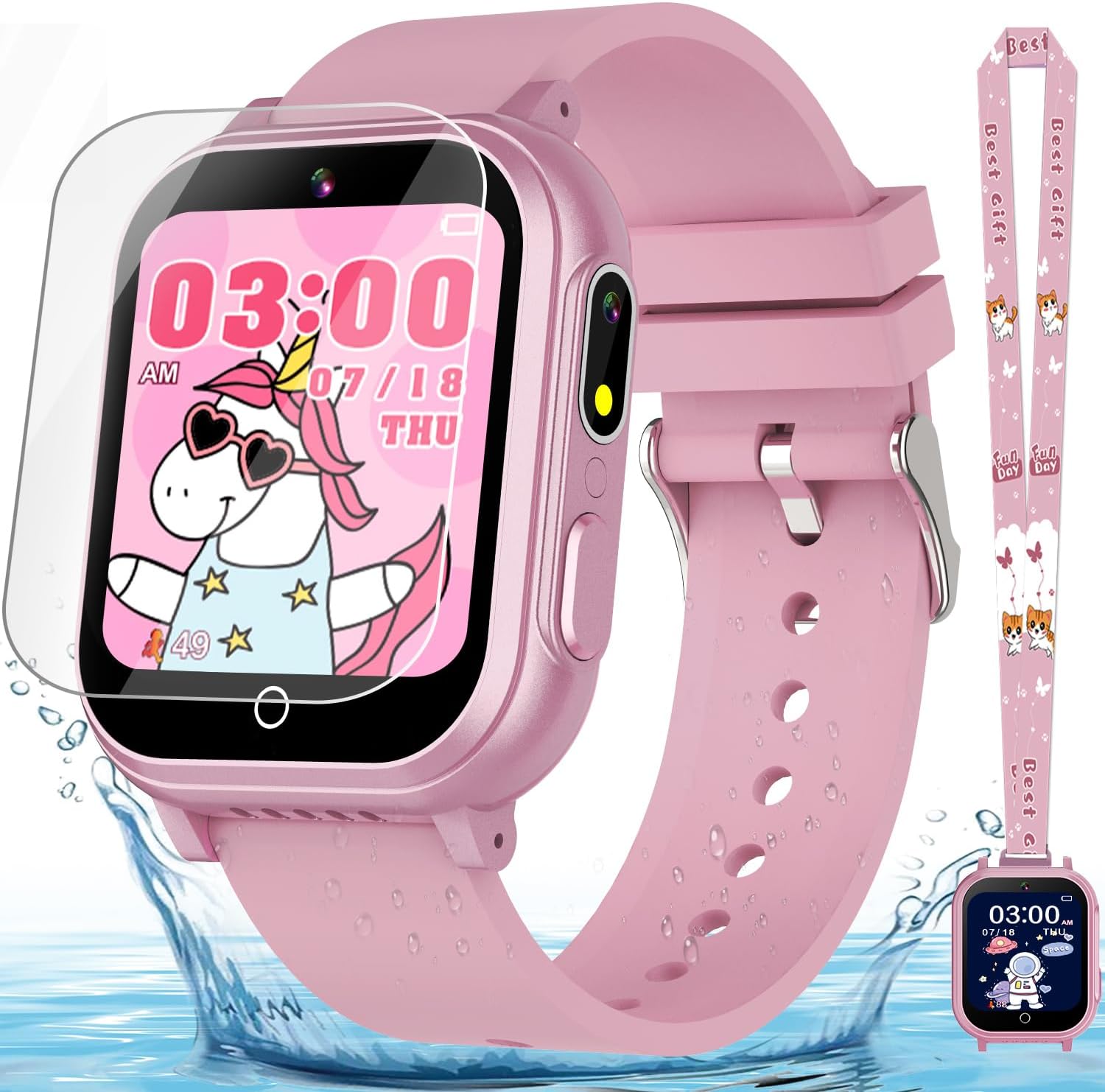 IP67 Waterproof Kids Smart Watch with 32 Games & Camera