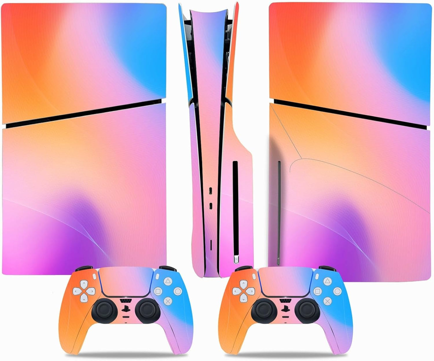Protective Vinyl Skin for PS5 Slim - Pink-Blue Ball Design