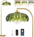 Glass Floor Lamp Mid Century Modern Arc Gold Lamp - Dimmable Remote