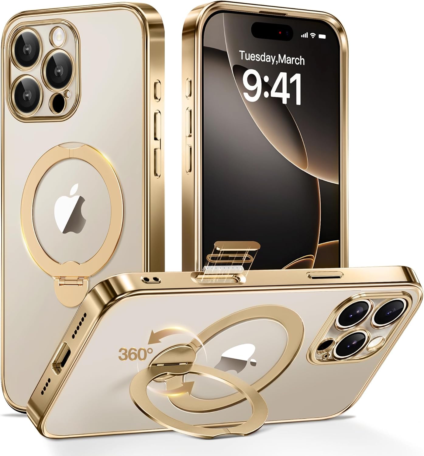GolbinBox iPhone 16 Pro Max Case with 360 Spin Magnetic Stand