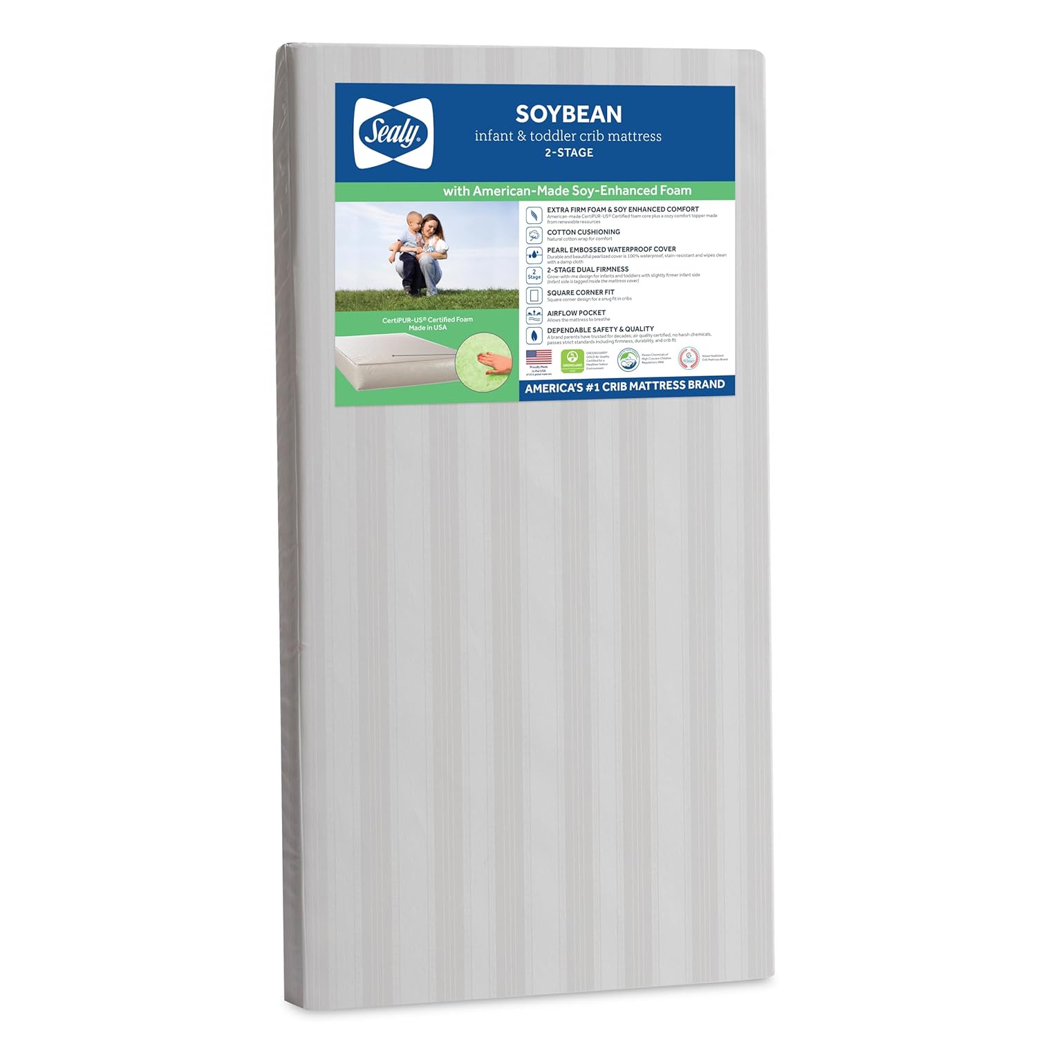 Sealy Baby Soybean 2 Stage Crib Mattress for Safe Sleep