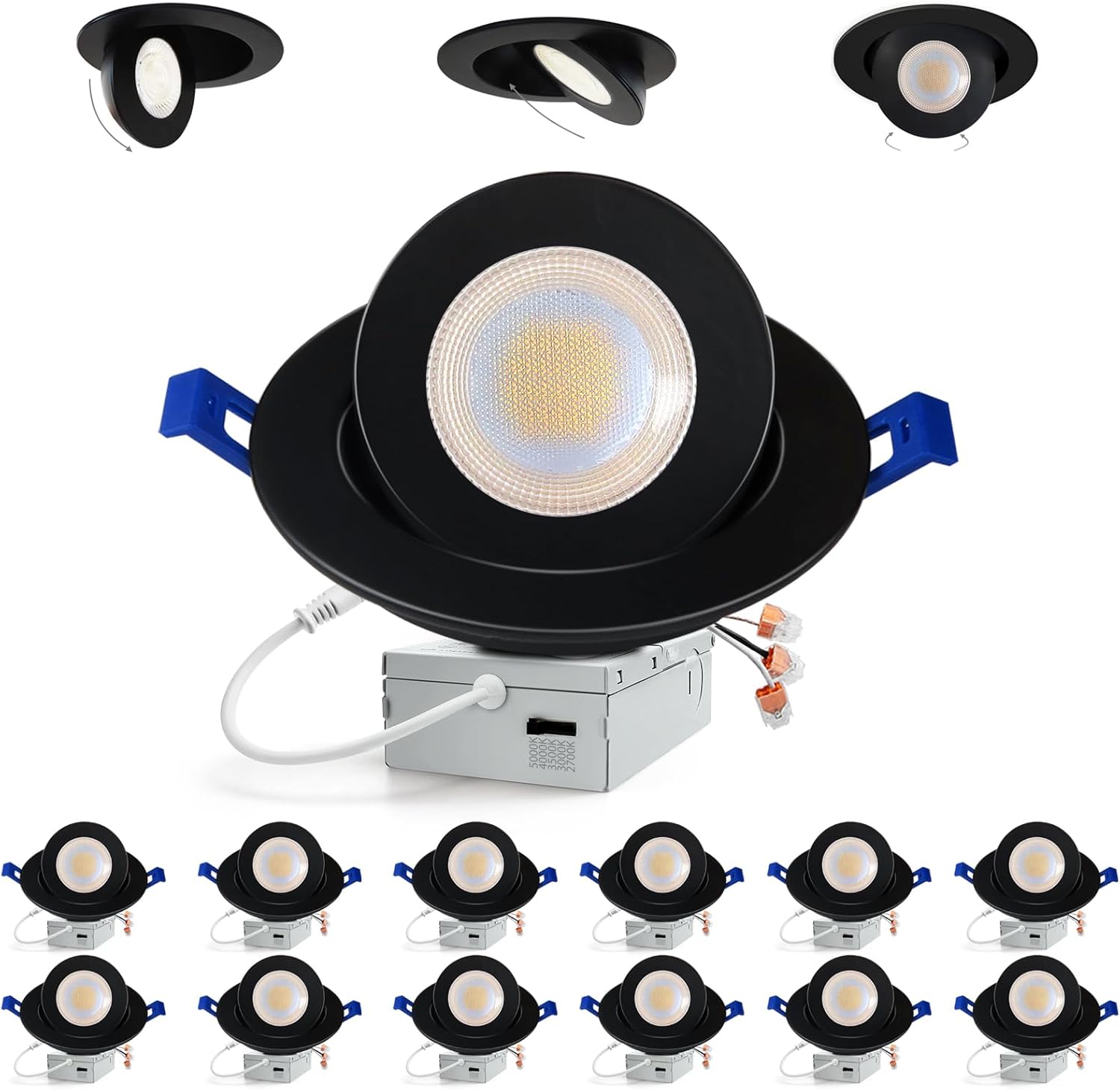 Adetu 6 Inch Adjustable Directional Gimbal Recessed Lighting