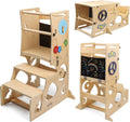 Toddler Tower Standing Step Stool with Blackboard - Safe Montessori