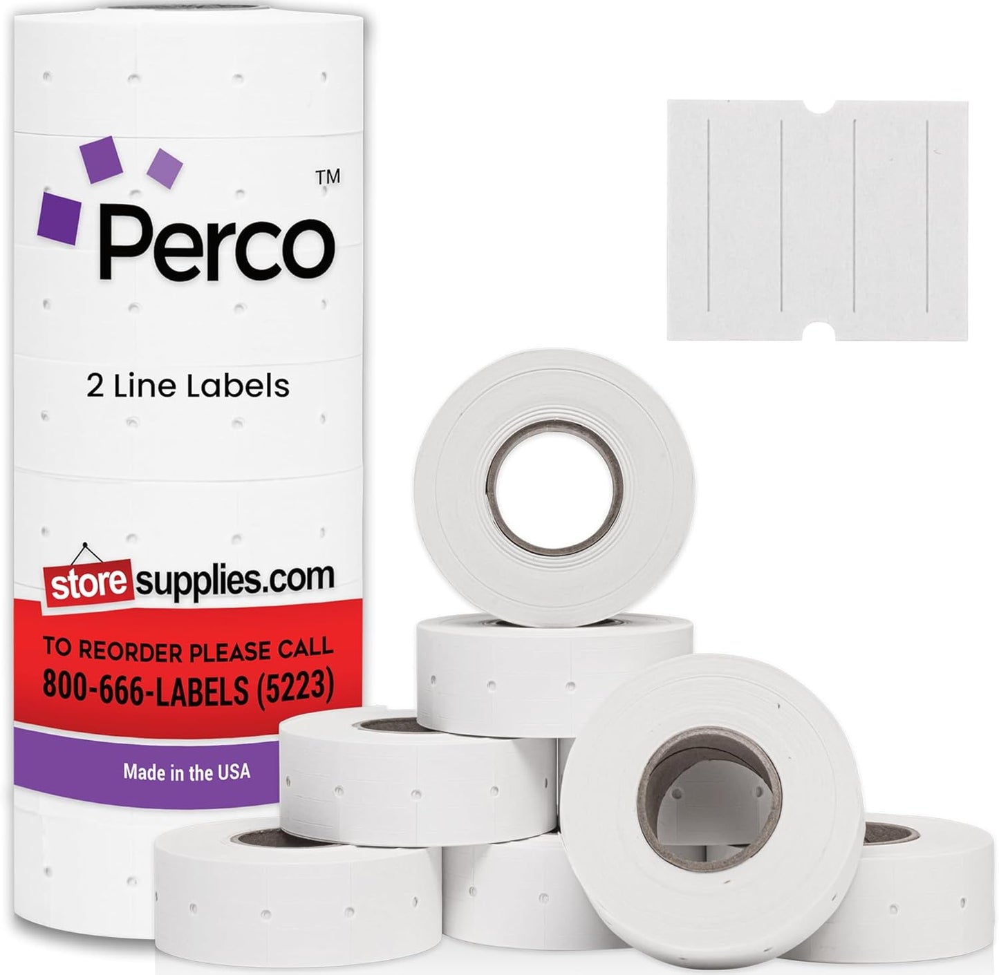 Perco 2 Line White Labels - 6,000 Blank Price Labels for Guns