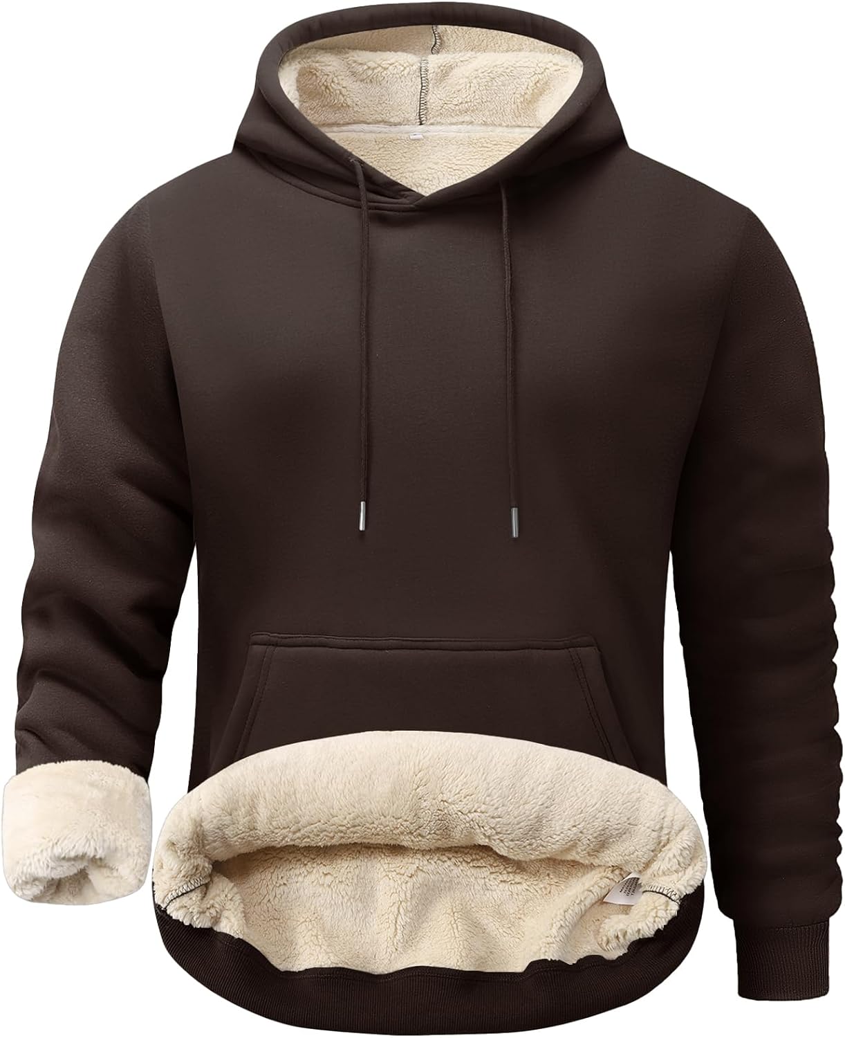 Flygo Men's Casual Fleece Sherpa Lined Hoodie for Winter Warmth