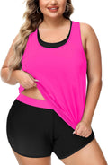 Women Plus Size 3 Piece Black Tankini Swimsuit Set - Athletic Support