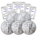2025 Lot of (5) 1 oz American Silver Eagle Coins - Brilliant