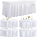 Outpain White Spandex Table Clothes for 6 ft Rectangle Tables - 4Pack