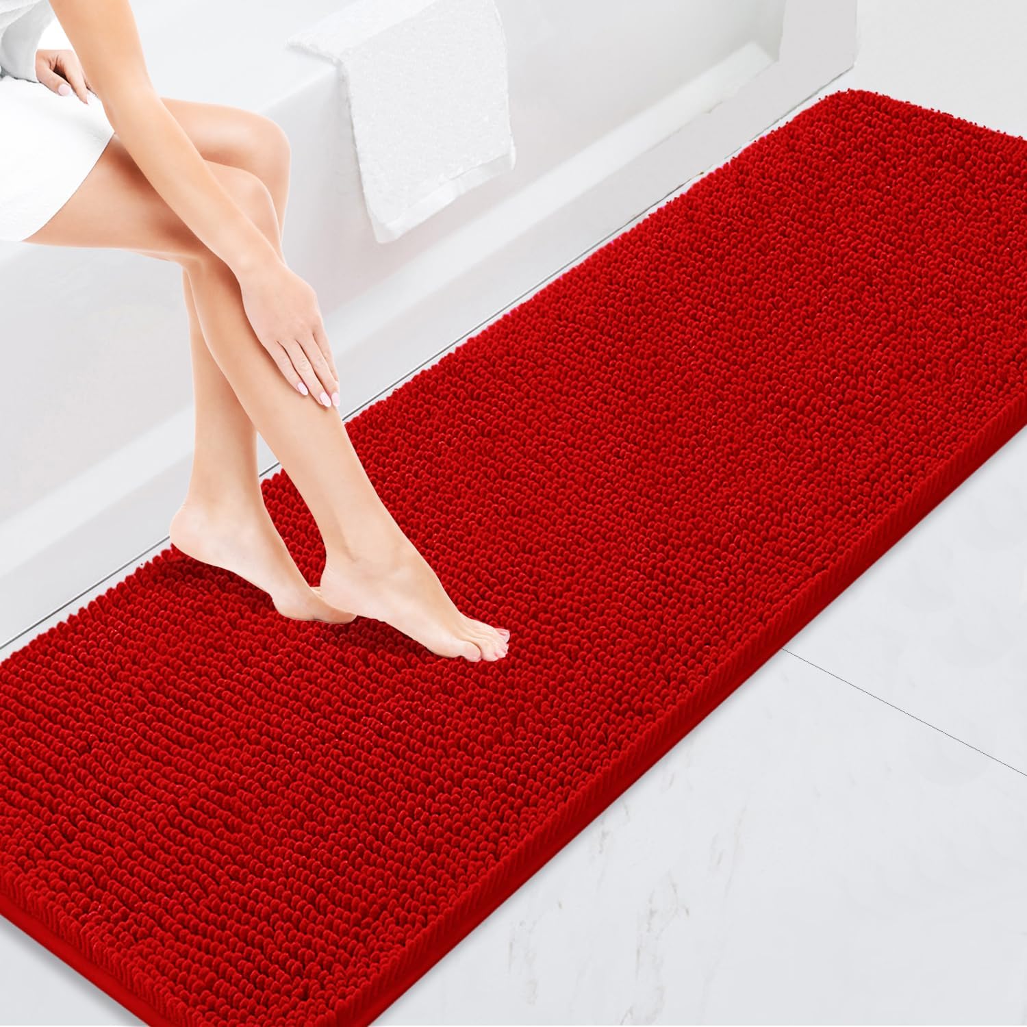 Extra Soft Absorbent Chenille Bath Rugs for Bathroom Floor