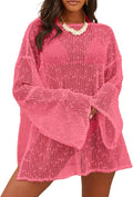 Lilosy Crochet Sheer Kaftan Beach Dress Coverup - Lightweight Sparkle