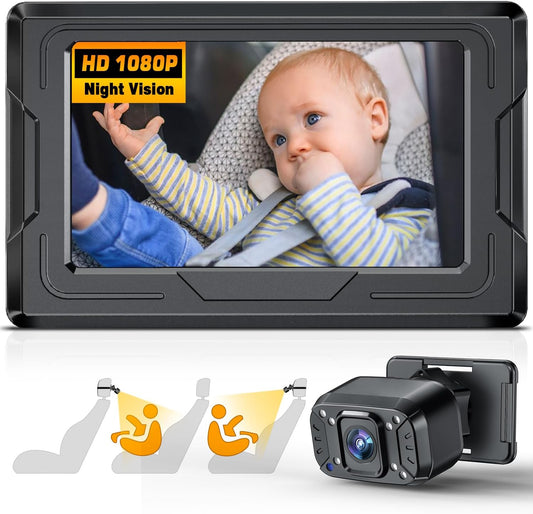 FEISIKE 4.3'' Baby Car Camera Mirror - Crystal Clear Night Vision