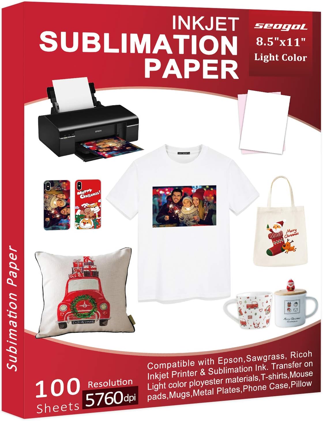 100 Sheets 8.5x11 Sublimation Paper for Vibrant Sublimated Prints