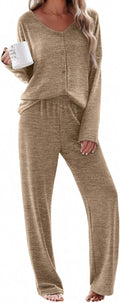 Ekouaer Womens Pajama Sets Button Up Long Sleeve Pjs (Style C57D)