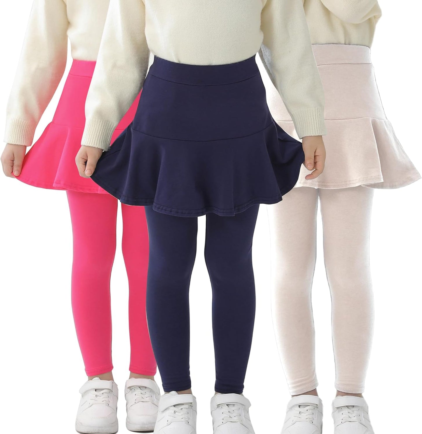 Trendy Girls' Leggings with Skirt - Stylish Cotton Ruffle Pants